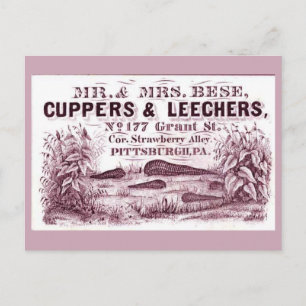Cartão Postal FUN Vintage MÉDICA LENÇAS E CORANTES E LEECHERS