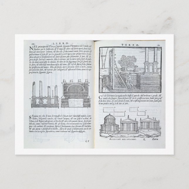 Cartão Postal fundações de lança, de "Della Architettura", pub (Frente)