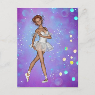 Cartão Postal Fundo Amarelo Azul Roxo e Ballerina