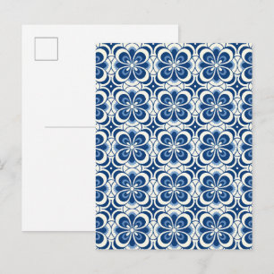Cartão Postal Fundo com padrão azul e branco