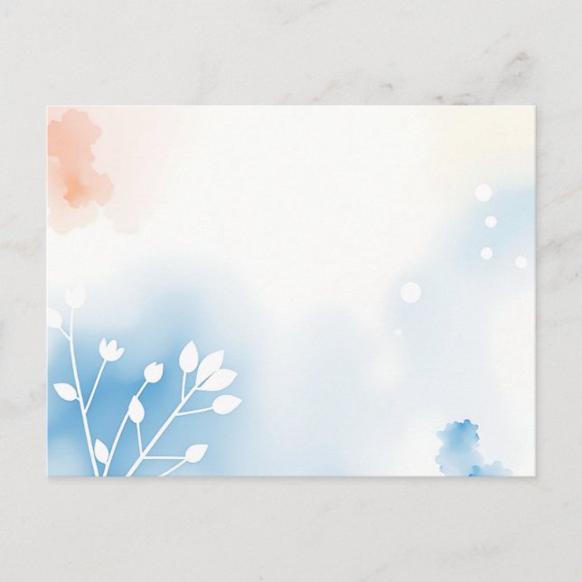 Cartão Postal Fundo de Aquarela Nouveau com Natureza Delicada (Frente)