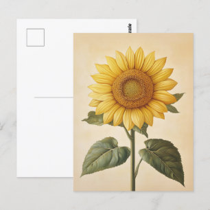 Cartão Postal Fundo de Cor da Água Amarelo Sunflower