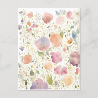 Cartão Postal Fundo de Flor de Aquarela