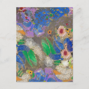 Cartão Postal Fundo de flores abstratas de Odilon Redon.