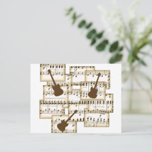 Cartão Postal fundo de guitarra de papel