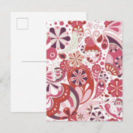 Cartão Postal Fundo de paisley rosa