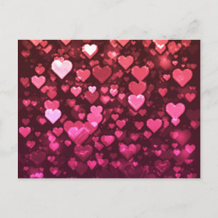 Cartão Postal Fundo de tela digital Corações Bokeh Rosa