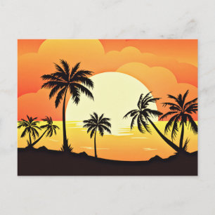 Cartão Postal Fundo de Verão com Palmeiras-32134