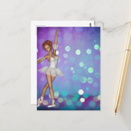 Cartão Postal Fundo do Bokee Roxo e Azul e Ballerina