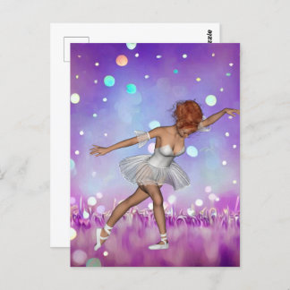 Cartão Postal Fundo do Bokeh Pintado Púrpura e Ballerina