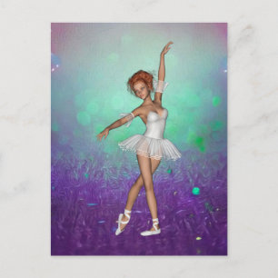Cartão Postal Fundo e Ballerina pintados verde e roxo