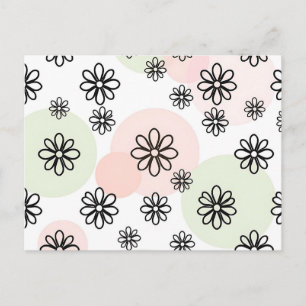 Cartão Postal Fundo Floral Minimalista com Flor Geométrico