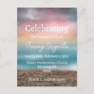 Cartão Postal Funeral do Pôr do Sol Colorido na Praia