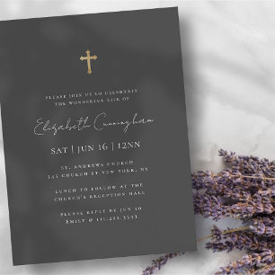 Cartão Postal Funeral Dourada Cruzada Mínima Moderna