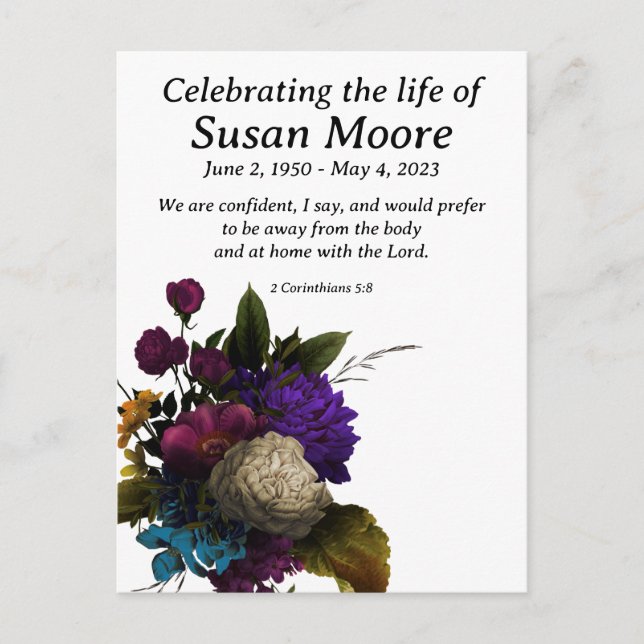 Cartão Postal Funeral Floral Sombrio (Frente)