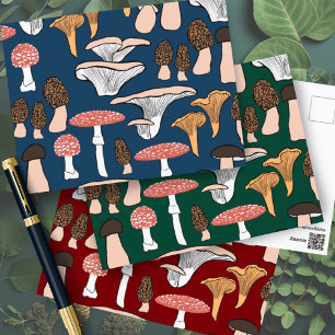 Cartão Postal Fungi Mushroom Pattern