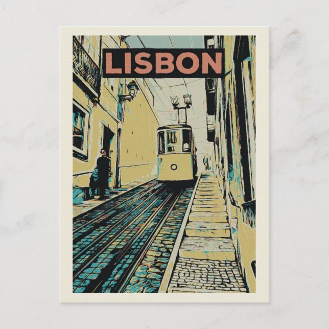 Cartão Postal Funicular Do Lavra em Lisboa Portugal (Frente)