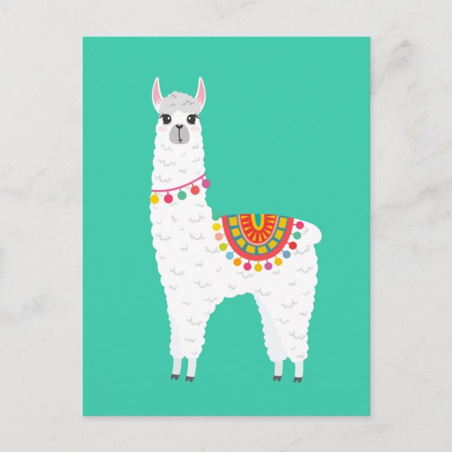 Cartão Postal Funky Alpaca lama drama animal fofo (Frente)