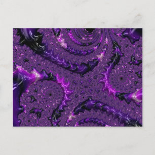 Cartão Postal Funky Bold Boho Purple Digital Abstrato Fractal