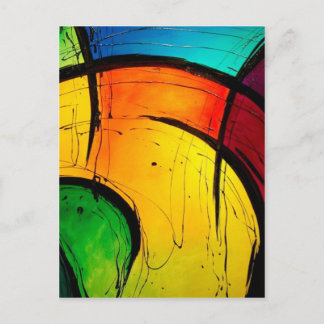 Cartão Postal Funky Bright Colors Abstrato Art