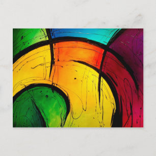 Cartão Postal Funky Bright Colors Abstrato Art