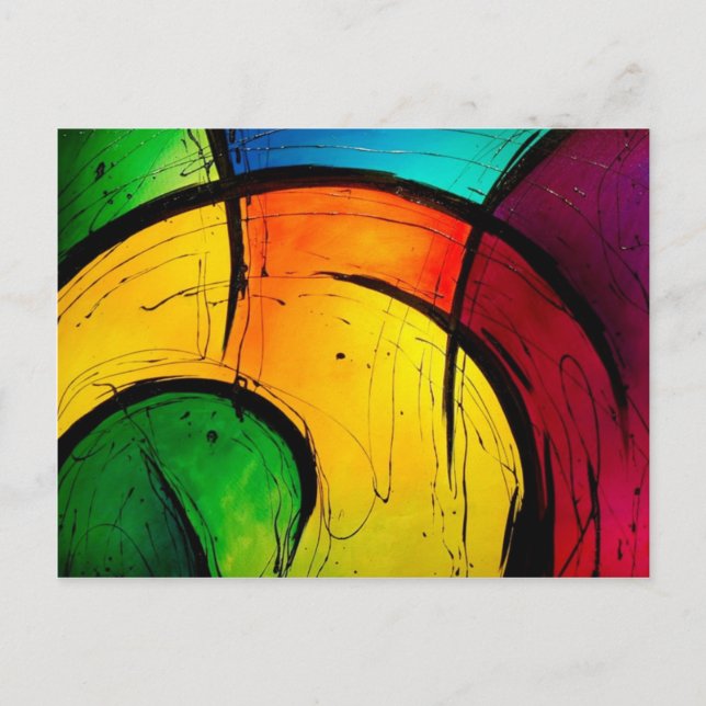 Cartão Postal Funky Bright Colors Abstrato Art (Frente)