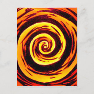 Cartão Postal Funky Orange Red Hypnotic Swirntic Art
