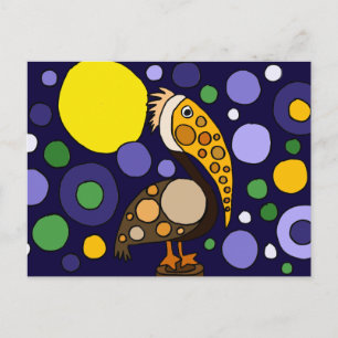 Cartão Postal Funky Pelican and Circles Beach Art