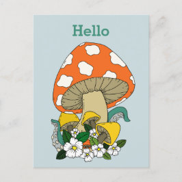 Cartão Postal Funky Retro Mushroom