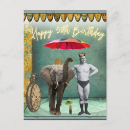 Cartão Postal Funky Vintage Strongman 50º aniversário