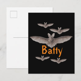 Cartão Postal Funny Batage Bats Black and Orange