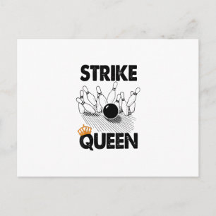 Cartão Postal Funny Bowling Strike Queen Tee Shirt Men Women Gif