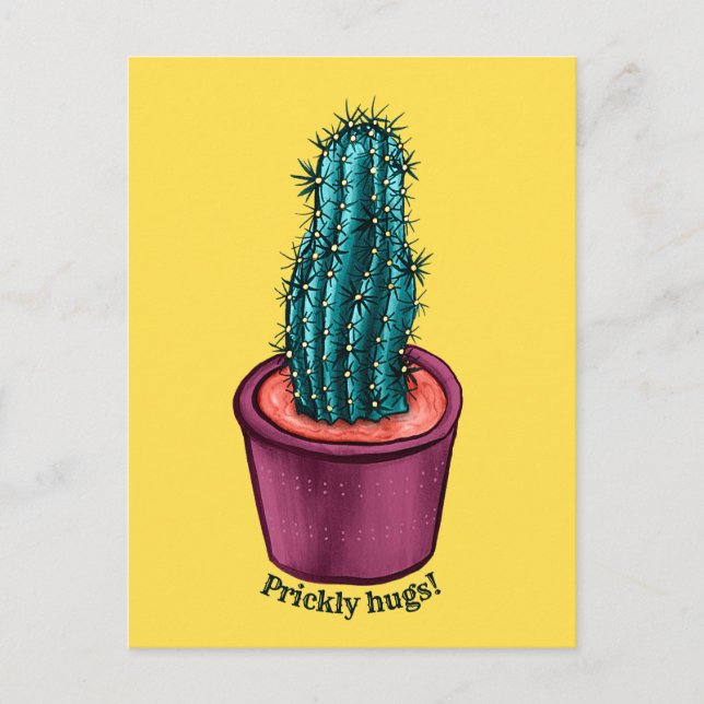 Cartão Postal Funny Cactus Psychedelic Potent Succulent Plant (Frente)