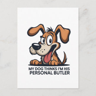 Cartão Postal Funny Cartoon Dog Butler Quote