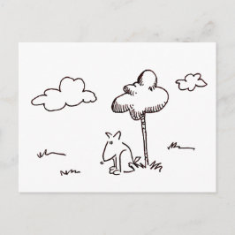 Cartão Postal Funny Cartoon Dog Under Tree Drawing Post Card