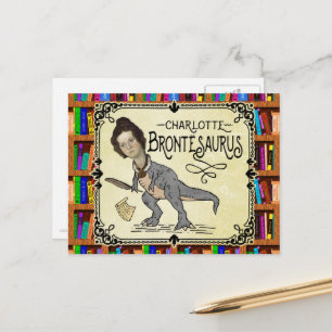 Cartão Postal Funny Charlotte Bronte Surus Dinossaur Book Reader