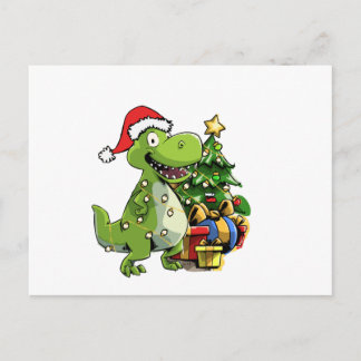 Cartão Postal Funny Christmas T Rex, Xmas Dinosaur