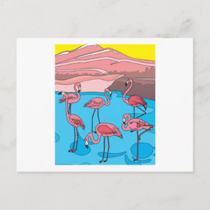 Cartão Postal Funny Colorida Flamingos Free Nature