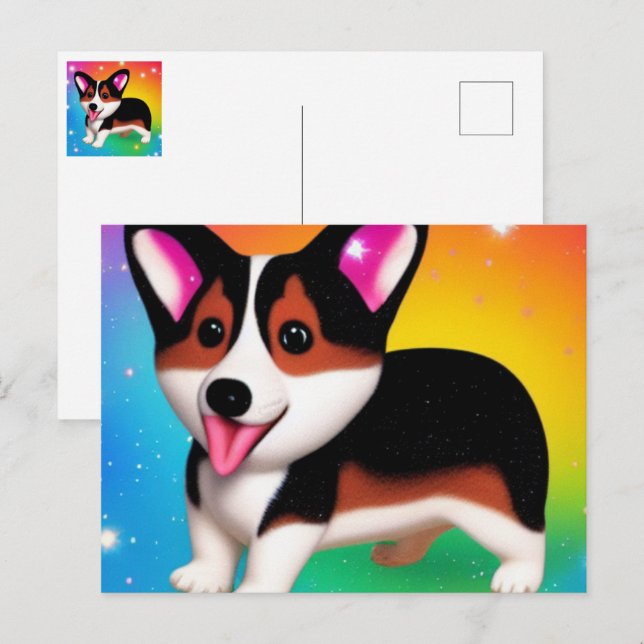 Cartão Postal Funny Corgi Puppy Dog   (Frente/Verso)