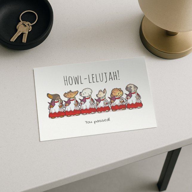 Cartão Postal Funny Dog Choir Passed Test Or Exam Cartoon (Criador carregado)