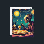 Cartão Postal Funny Funky  Robots Eating Fried Eggs<br><div class="desc">An alien robot eating some fried eggs  AI generated art</div>