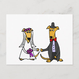 Cartão Postal Funny Greyhound Dogs Bride and Groom