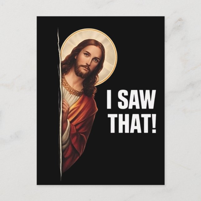 Cartão Postal Funny Jesus "I Saw That" Christian meme design (Frente)