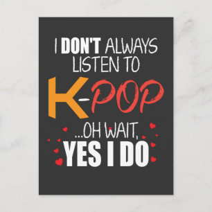 Cartão Postal Funny K-Pop Gift Idea Coreano Music Lover