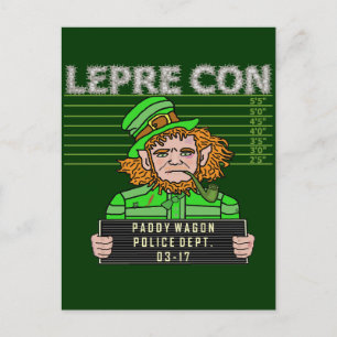 Cartão Postal Funny Leprechaun Leprecon Mugshot