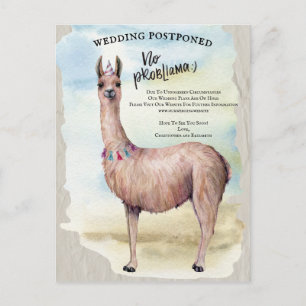 Cartão Postal Funny Llama Wedding Adiou Alteração de Data