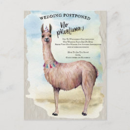 Cartão Postal Funny Llama Wedding Adiou Alteração de Data