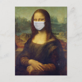 Cartão Postal Funny Monalisa Veste Máscara Facial Coronavírus
