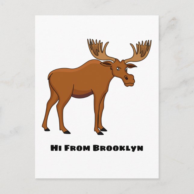 Cartão Postal Funny moose cartoon illustration  (Frente)