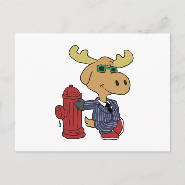Cartão Postal Funny Moose com terno azul | escolher cor de fundo (Frente)